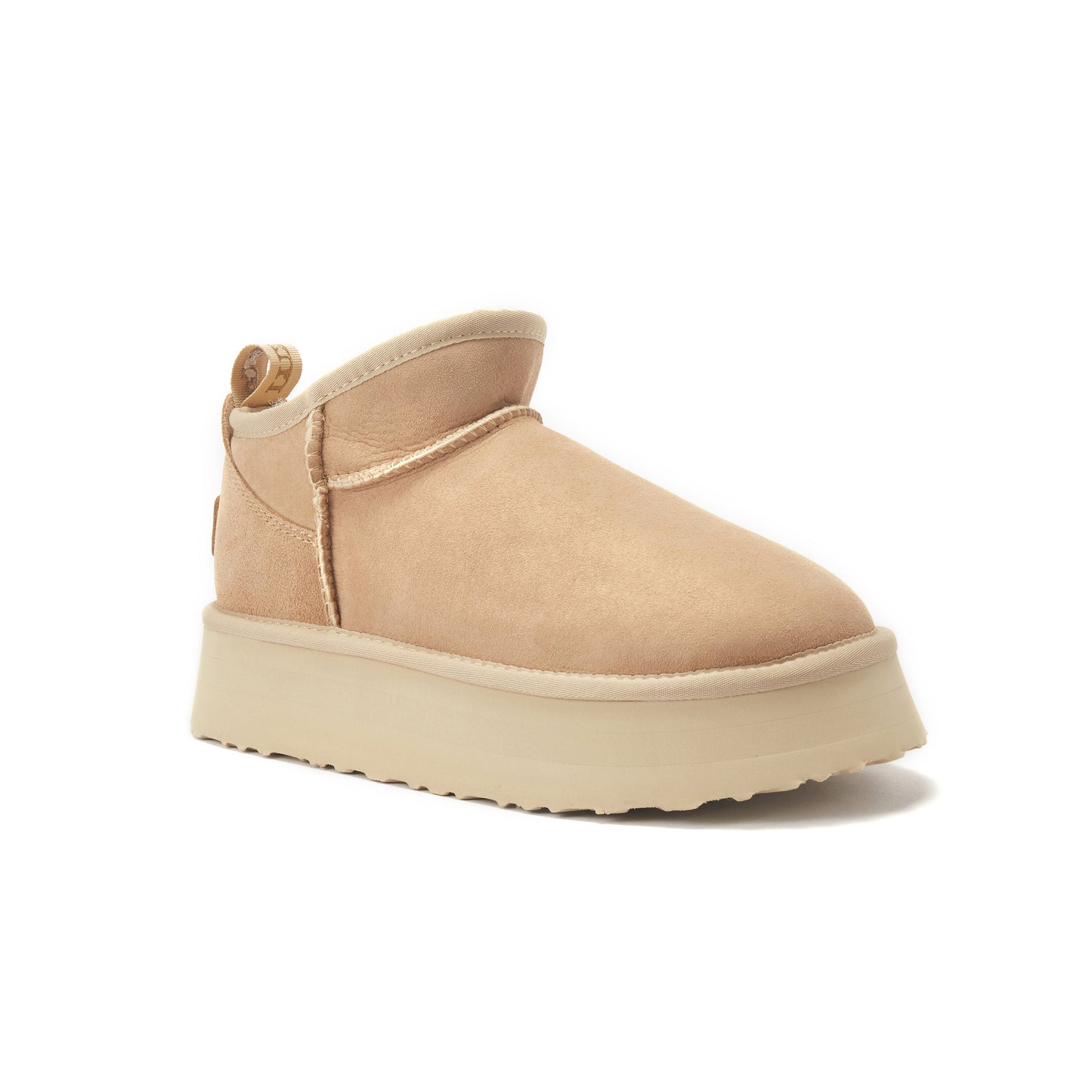 Cosy Ultra Short Scoop Cut Platform Sand Suede