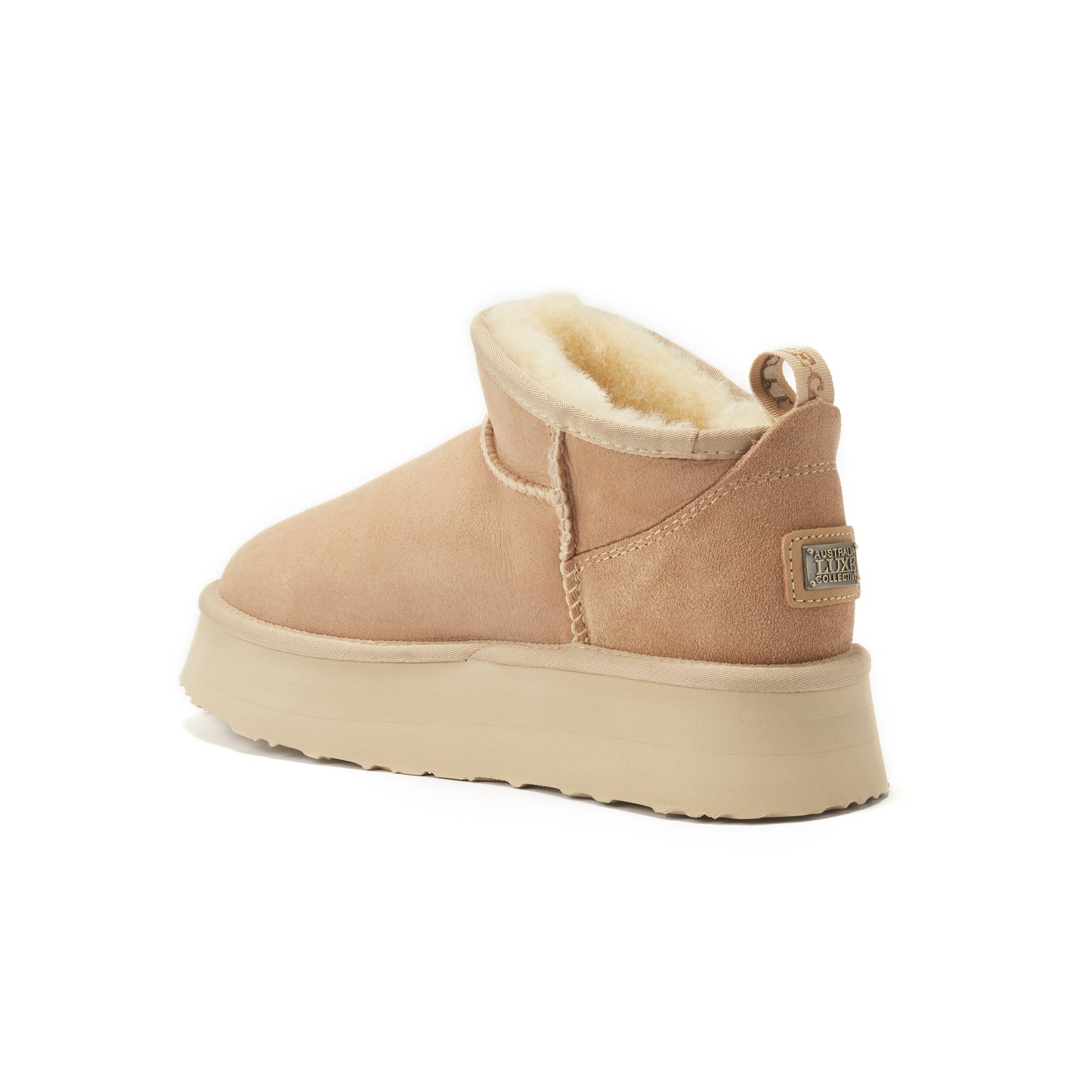 Cosy Ultra Short Scoop Cut Platform Sand Suede