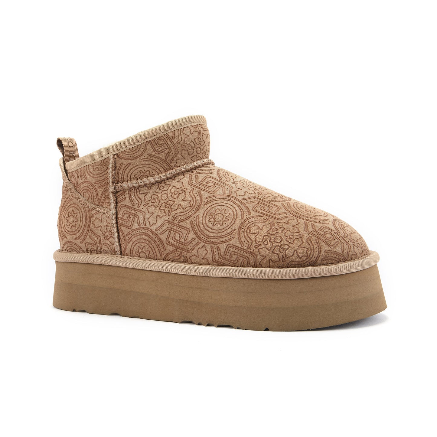 Cosy Ultra Short Scoop Cut Platform Embossed Suede Taupe Australia Luxe Collective
