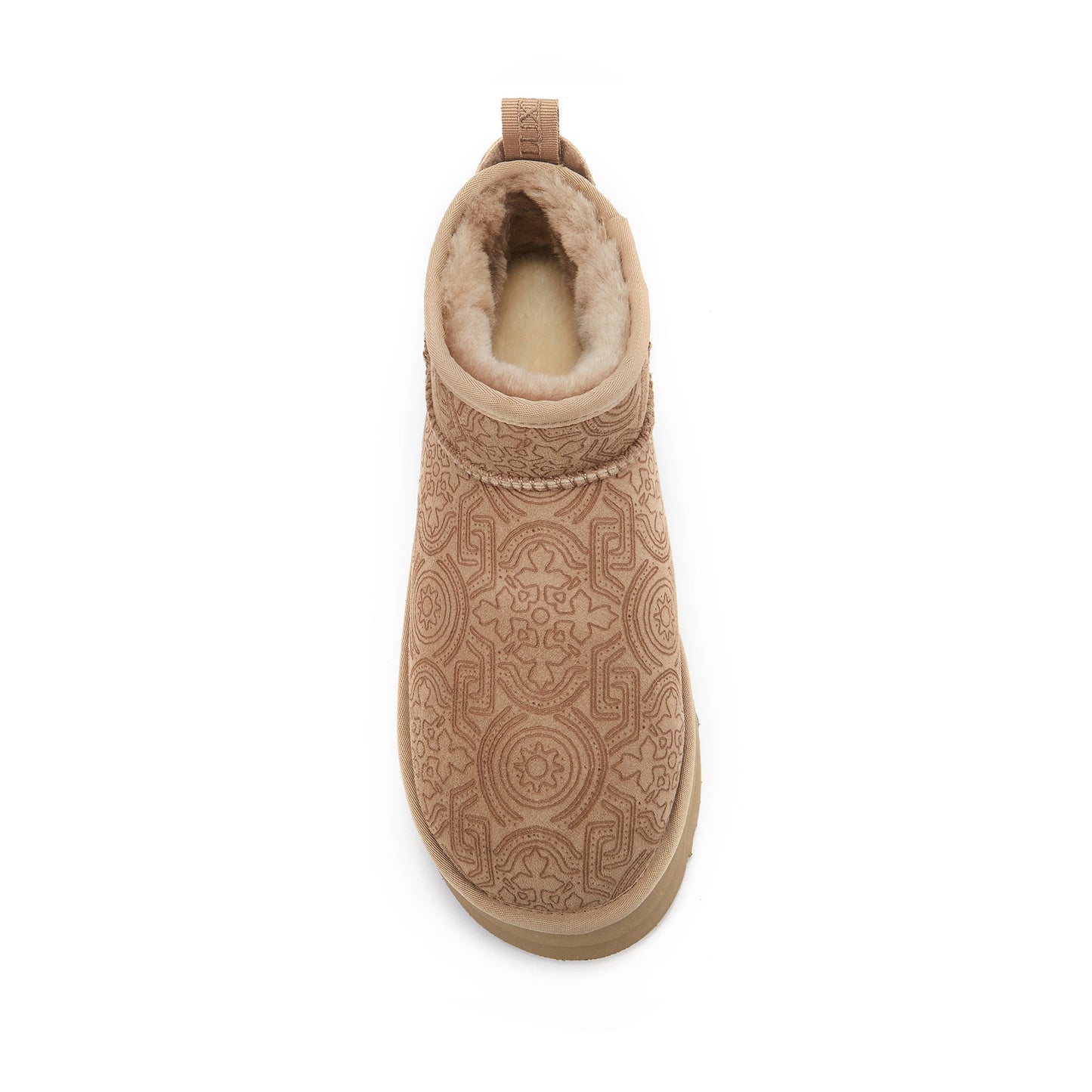 Cosy Ultra Short Scoop Cut Platform Embossed Suede Taupe Australia Luxe Collective