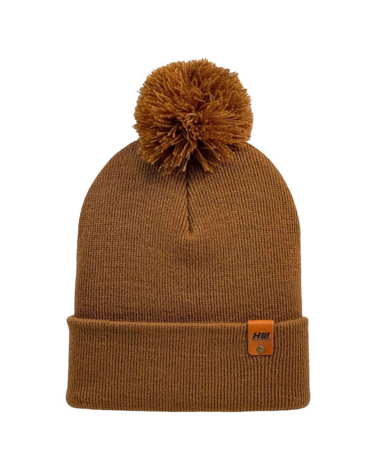 PomPom Beanie Camel Brown Winter Hat CPP1 HAAKWEAR
