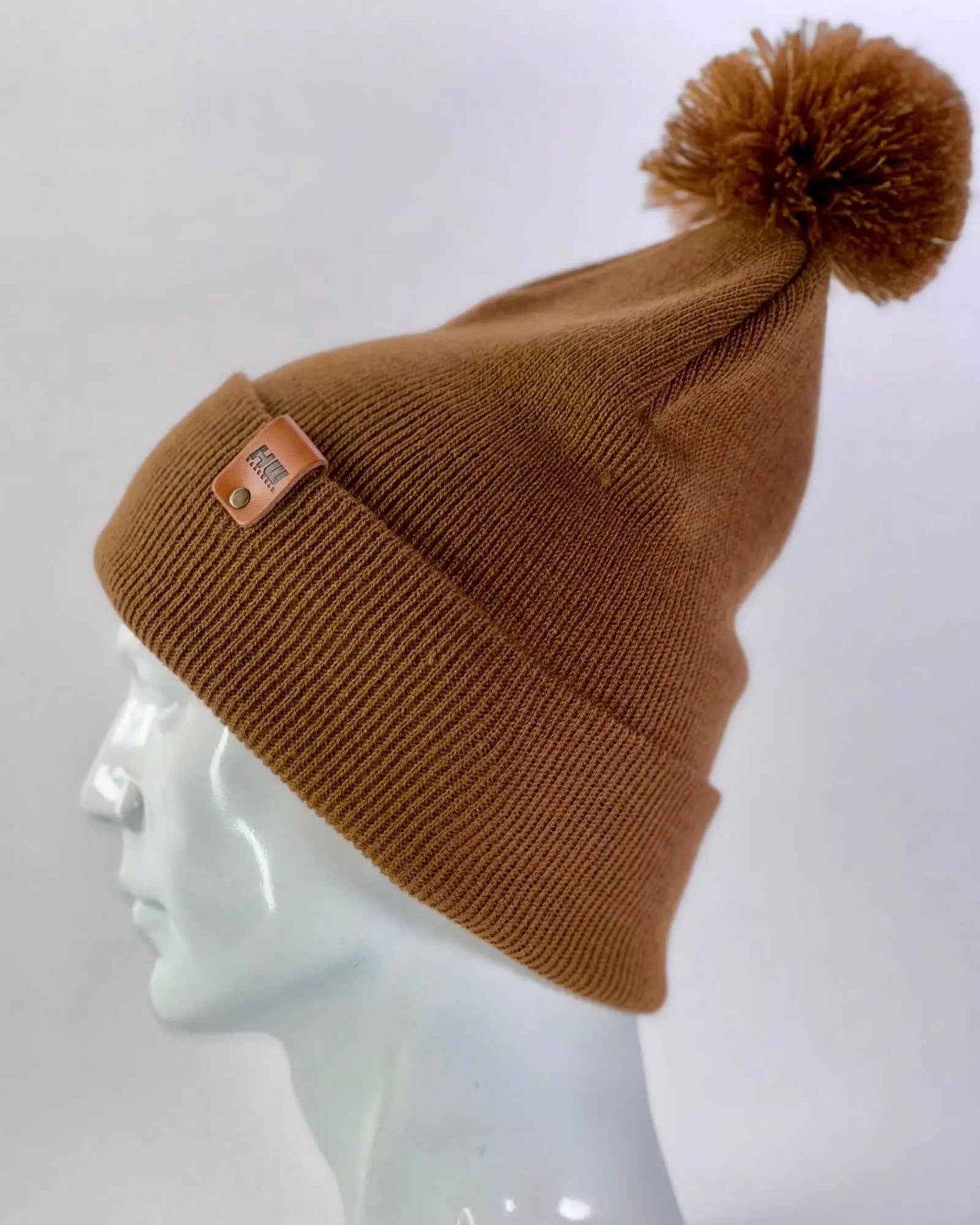 PomPom Beanie Camel Brown Winter Hat CPP1 HAAKWEAR