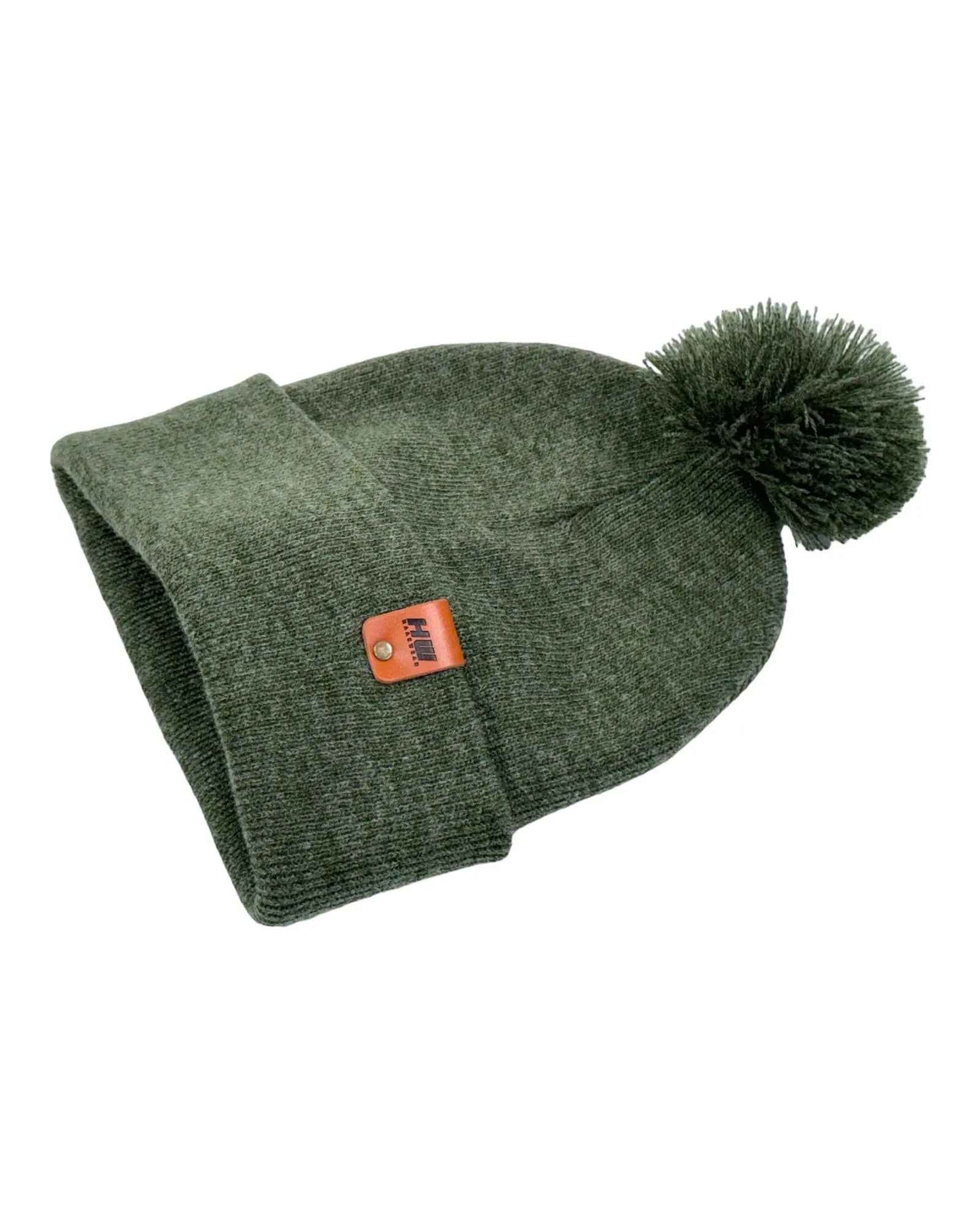PomPom Forest Green Beanie CPP1 HAAKWEAR Made in USA