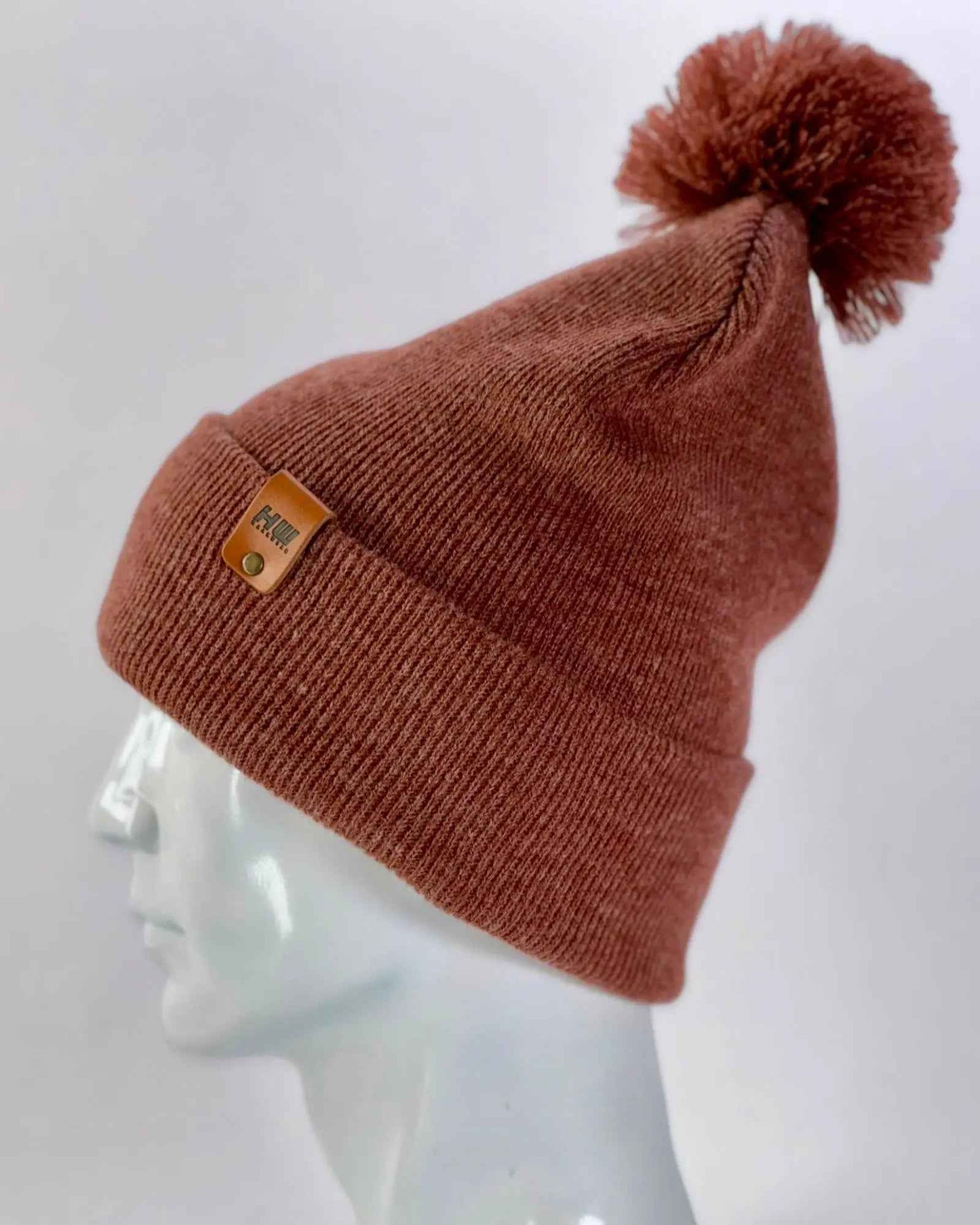PomPom Beanie Rusty Burgundy Winter Hat CPP1 HAAKWEAR
