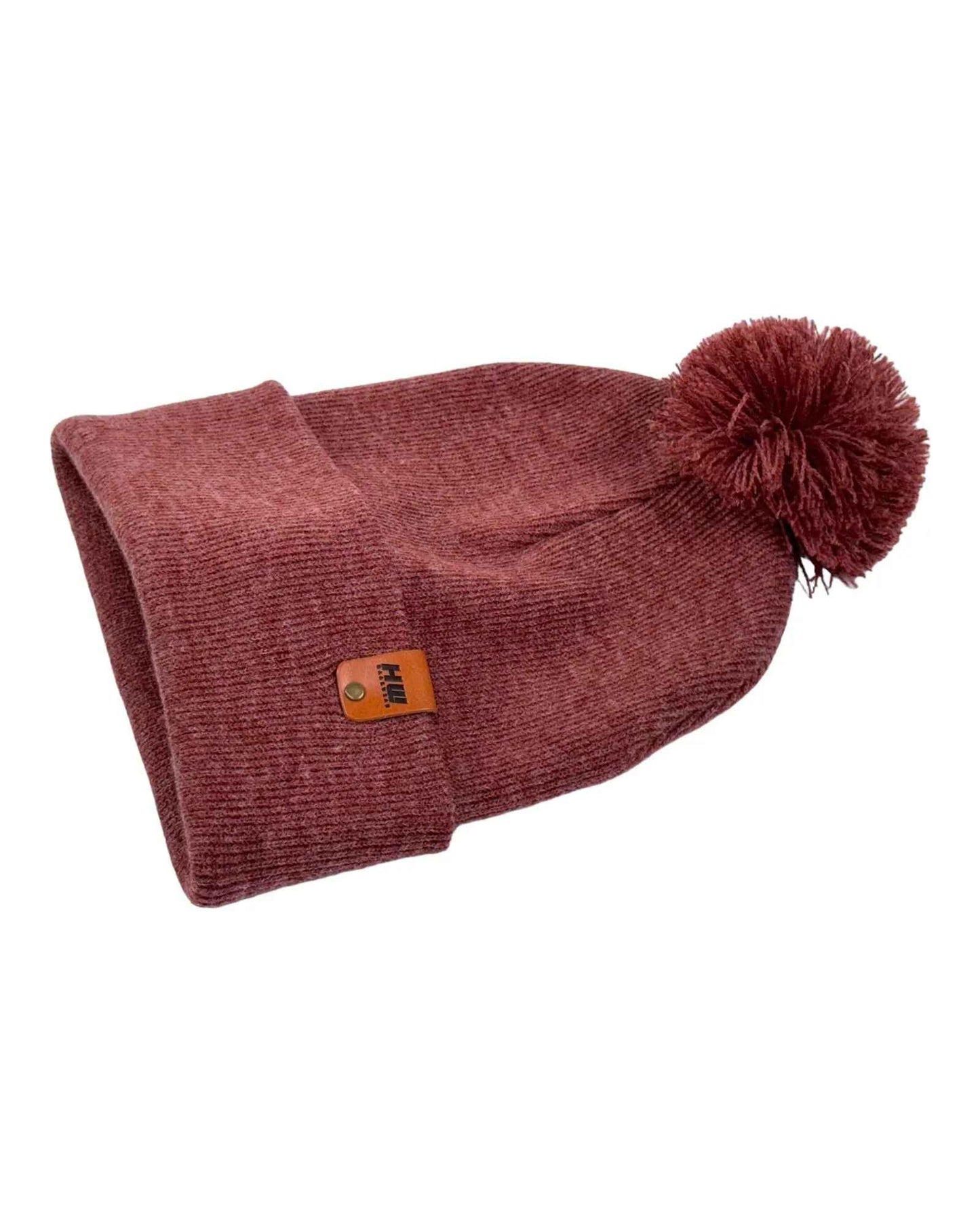 PomPom Beanie Rusty Burgundy Winter Hat CPP1 HAAKWEAR