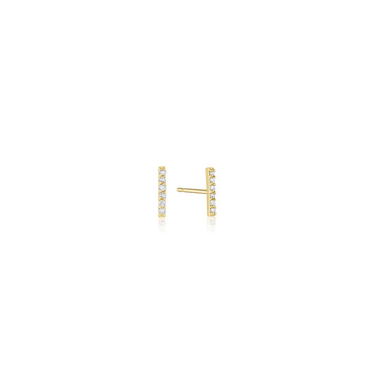 14k Yellow Gold Champagne Diamond Bar Studs Cairo Studs