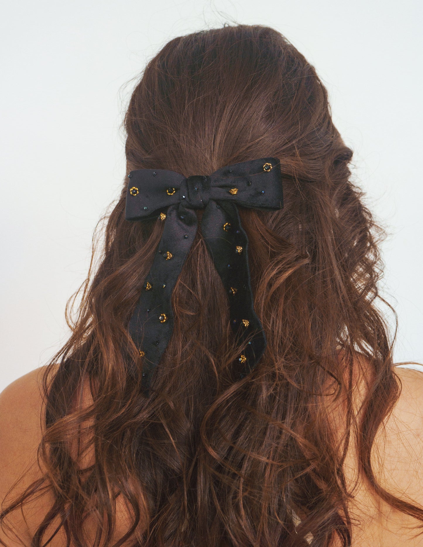 Calla Black Iridescent Crystal Barrette Hair Clip ADIBA