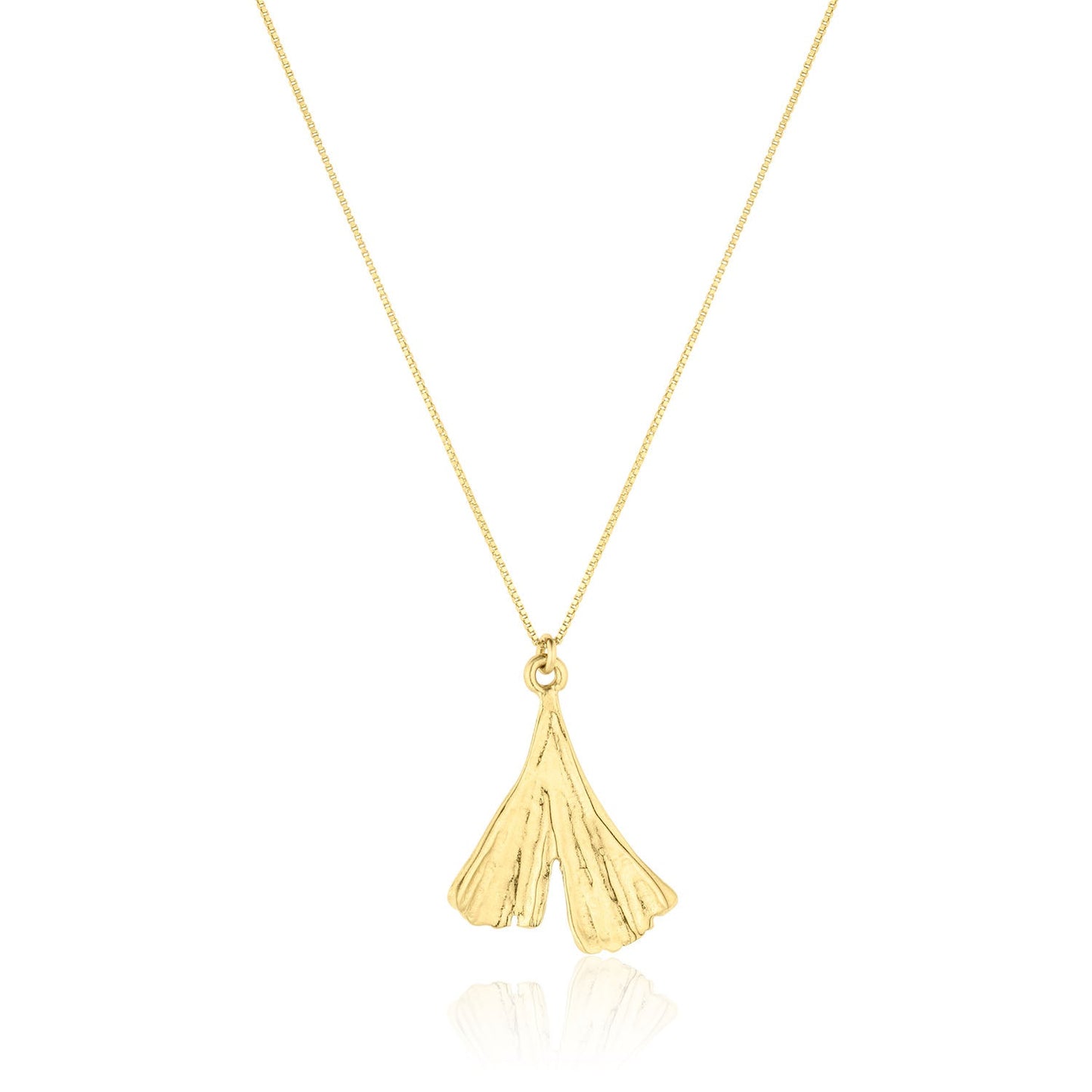 Gold Gingko Leaf Box Chain Necklace Camden