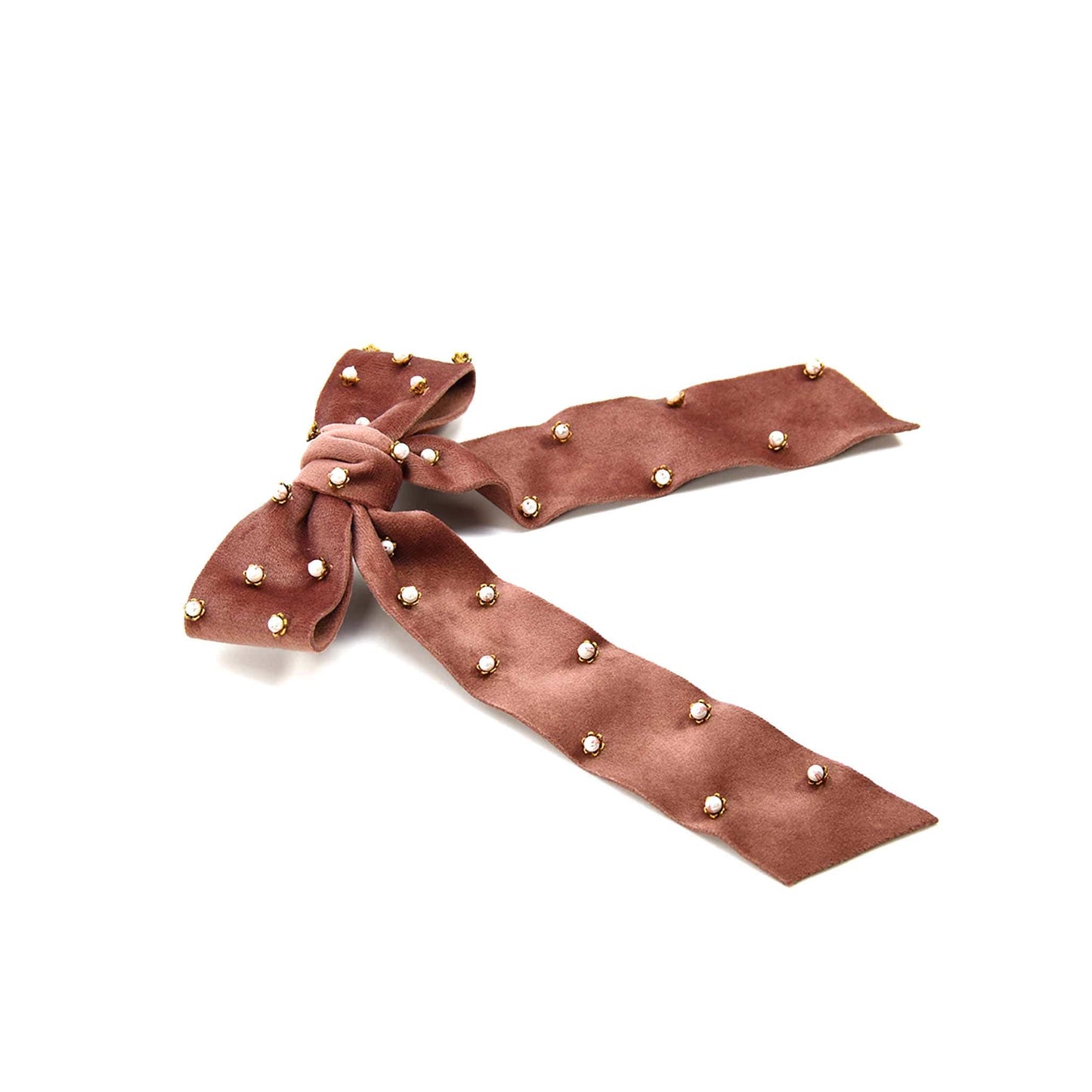 Pearl and Gold Detail Camellia Barrette Hair Clip ADIBA