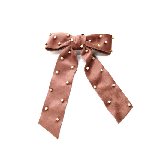 Pearl and Gold Detail Camellia Barrette Hair Clip ADIBA