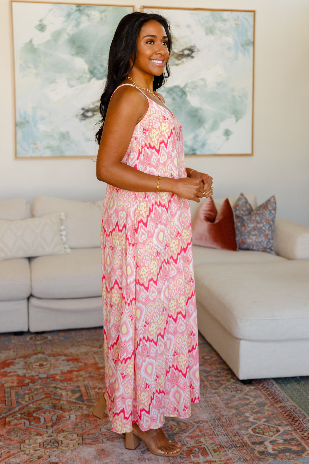 Ikat Print Adjustable Straps Maxi Dress Sweet Rae's Boutique