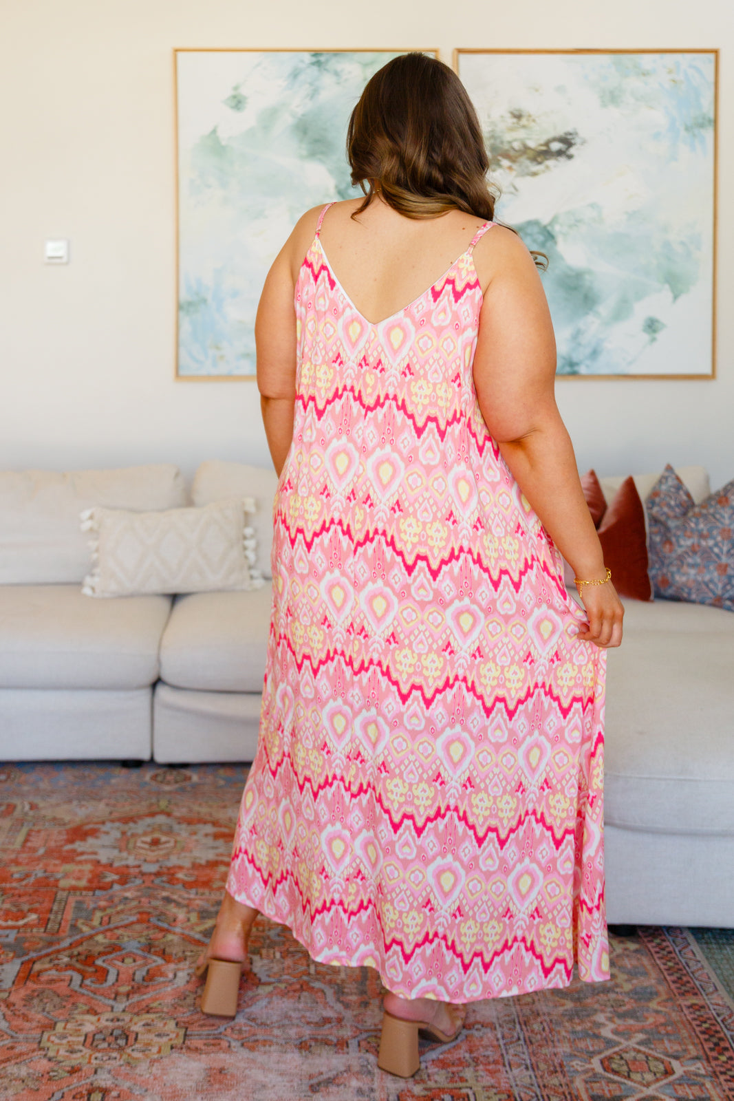 Ikat Print Adjustable Straps Maxi Dress Sweet Rae's Boutique