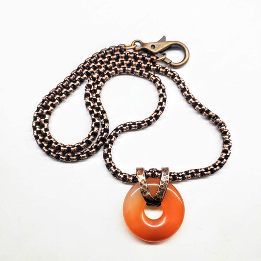 Carnelian Gemstone Donut Copper Chain Necklace Alexa Martha Designs