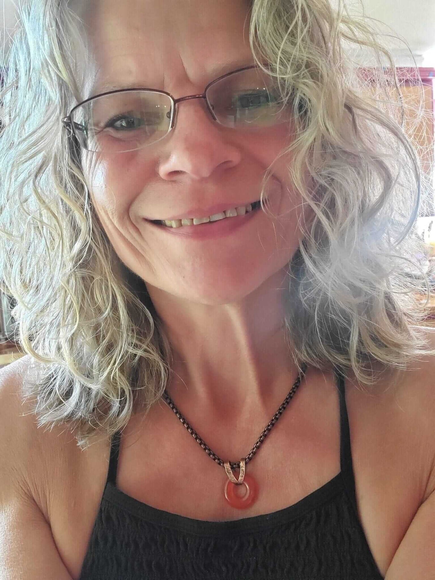 Carnelian Gemstone Donut Copper Chain Necklace Alexa Martha Designs