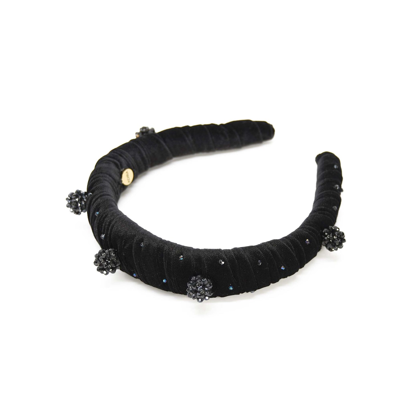 Cassandra Black Crystal Velvet Headband ADIBA