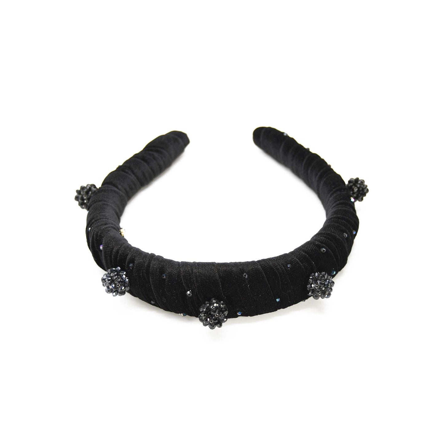 Cassandra Black Crystal Velvet Headband ADIBA