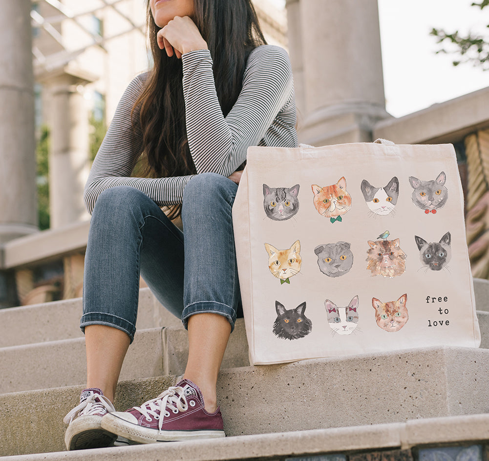 Cat Lover Organic Cotton Tote Bag Fair Trade