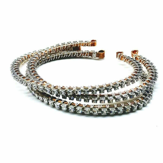 Catch-Free Crystal Rhinestone Wire Wrapped Tennis Bracelet Bangle