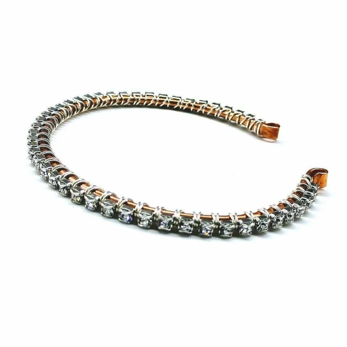 Catch-Free Crystal Rhinestone Wire Wrapped Tennis Bracelet Bangle