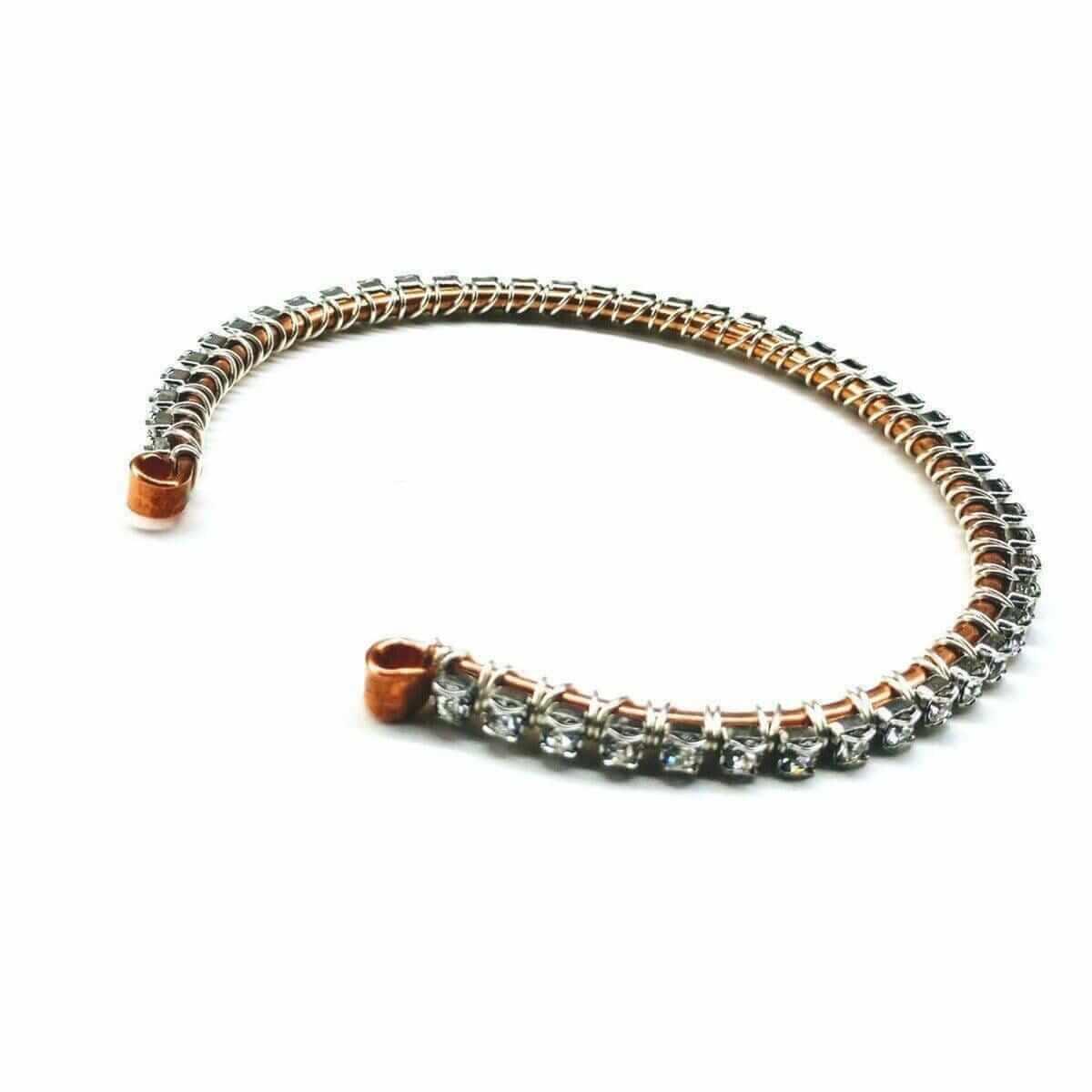Catch-Free Crystal Rhinestone Wire Wrapped Tennis Bracelet Bangle