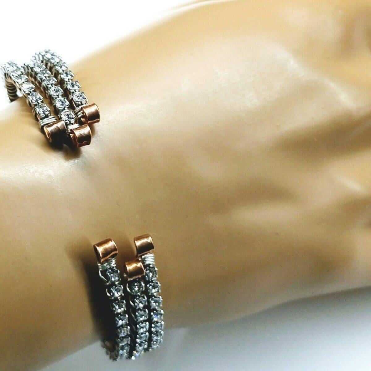 Catch-Free Crystal Rhinestone Wire Wrapped Tennis Bracelet Bangle