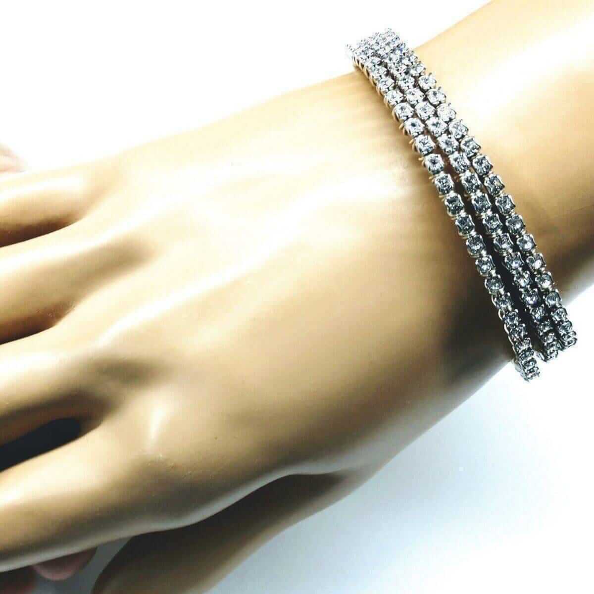 Catch-Free Crystal Rhinestone Wire Wrapped Tennis Bracelet Bangle