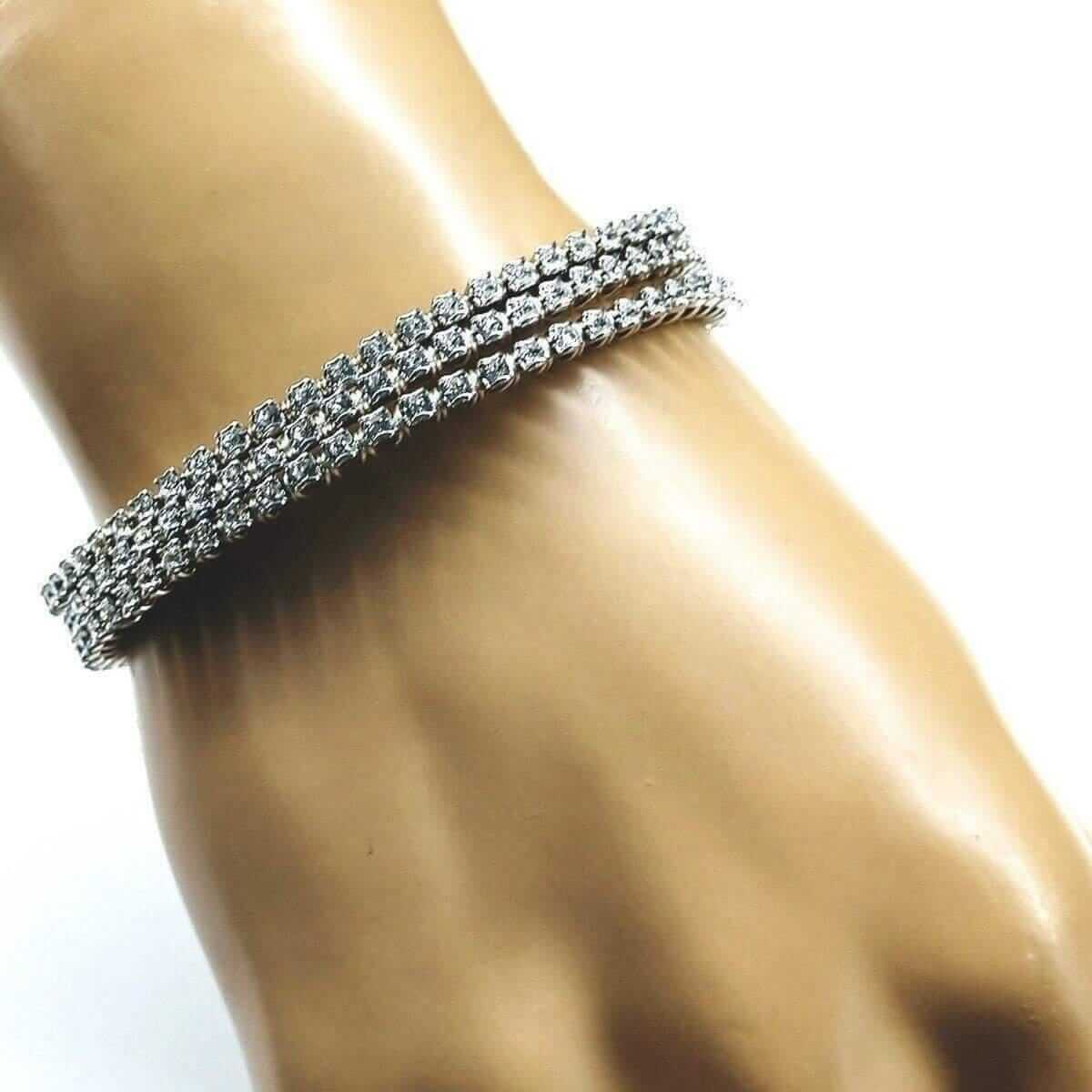 Catch-Free Crystal Rhinestone Wire Wrapped Tennis Bracelet Bangle