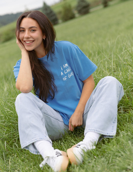Electric Blue Oversized Unisex Tee Child of God