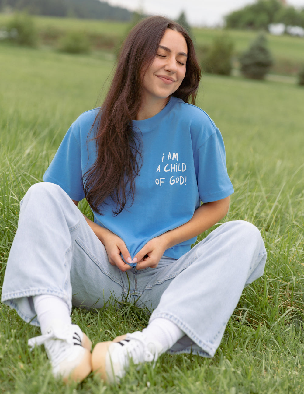 Electric Blue Oversized Unisex Tee Child of God