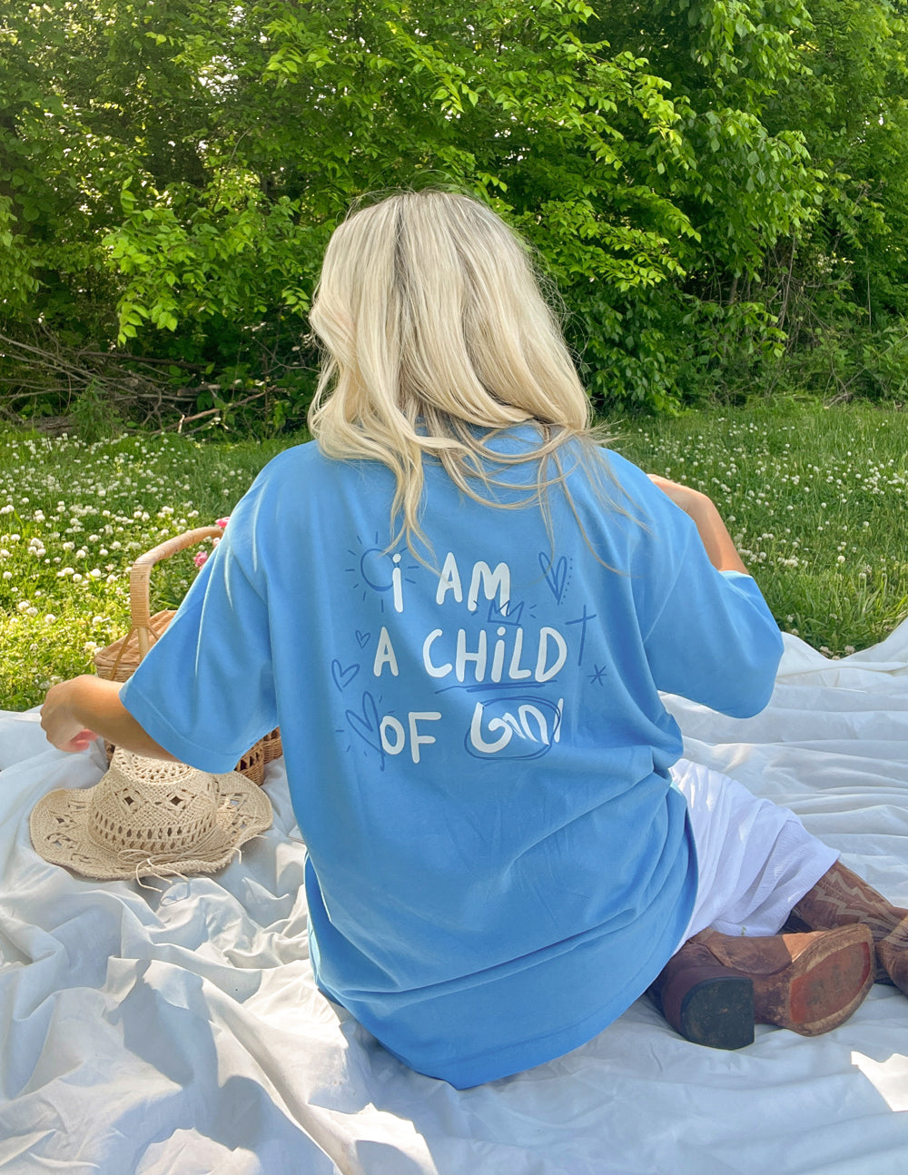 Electric Blue Oversized Unisex Tee Child of God