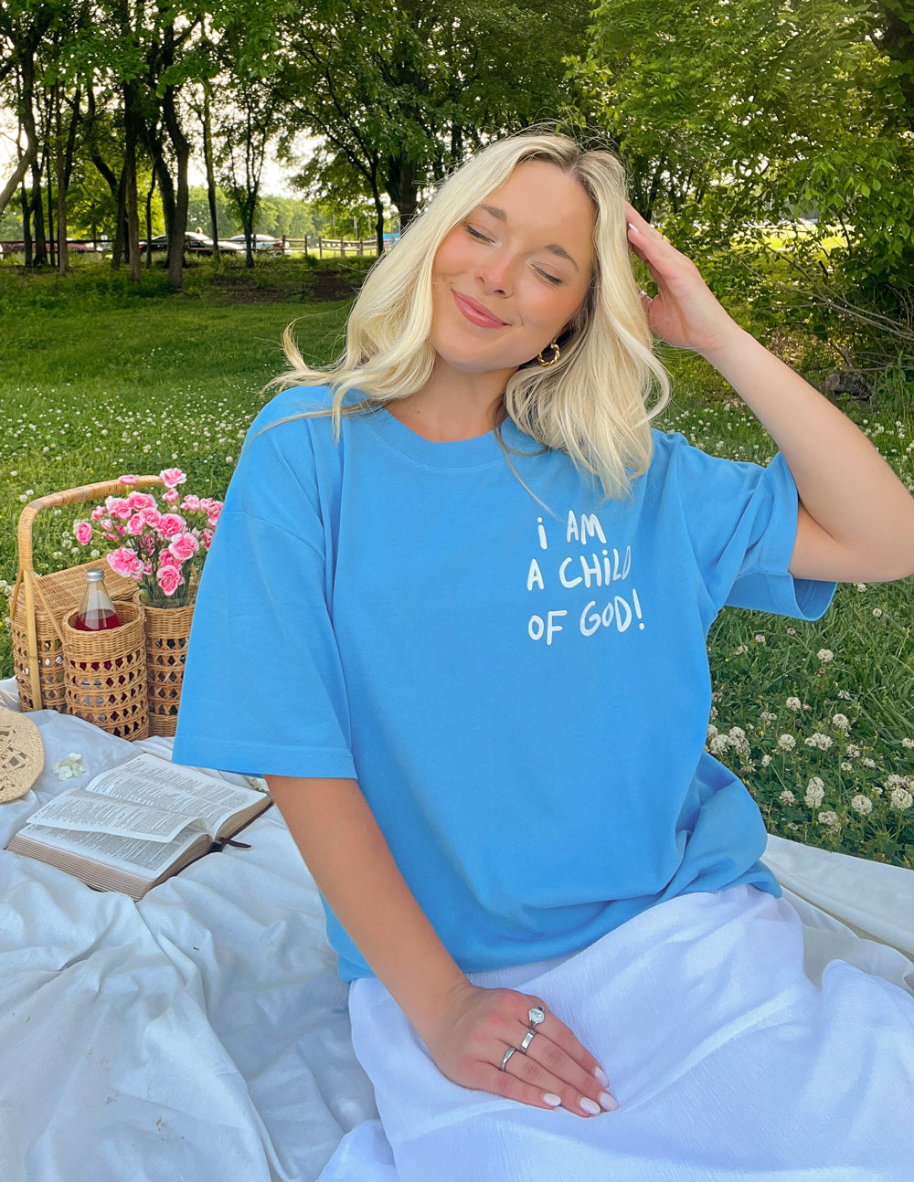 Electric Blue Oversized Unisex Tee Child of God