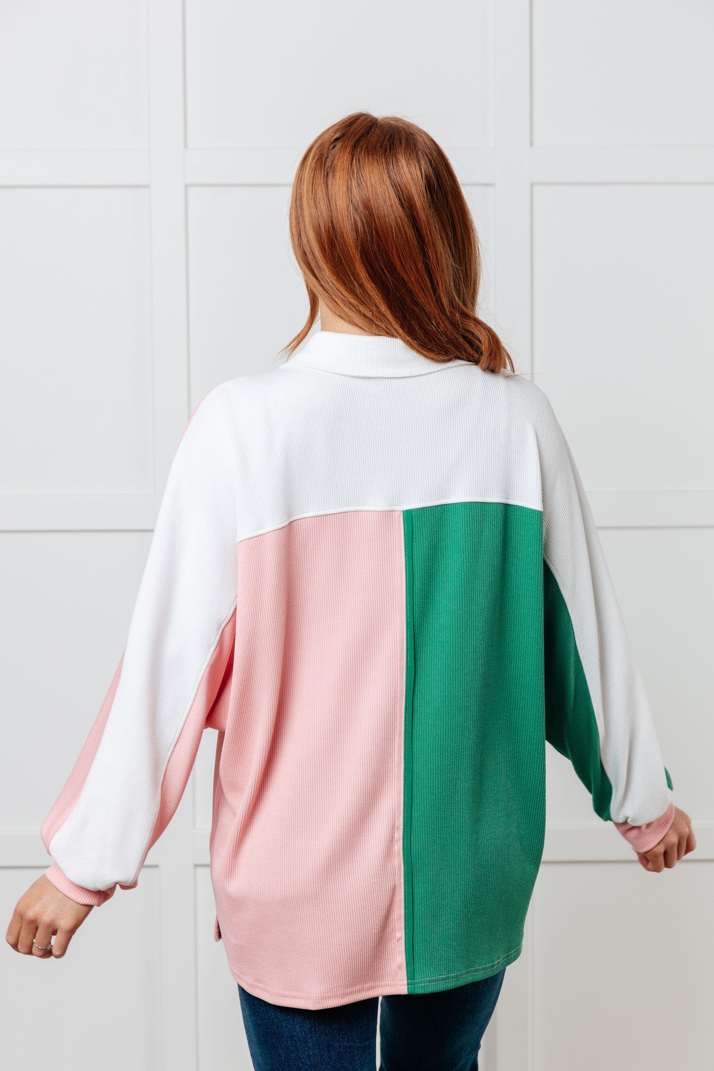 Colorblock Green V-Neck Henley Shirt Chip Off the Old