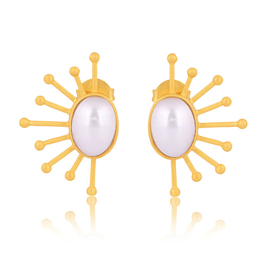 Ray of Sunshine Stud Earrings - Pearl