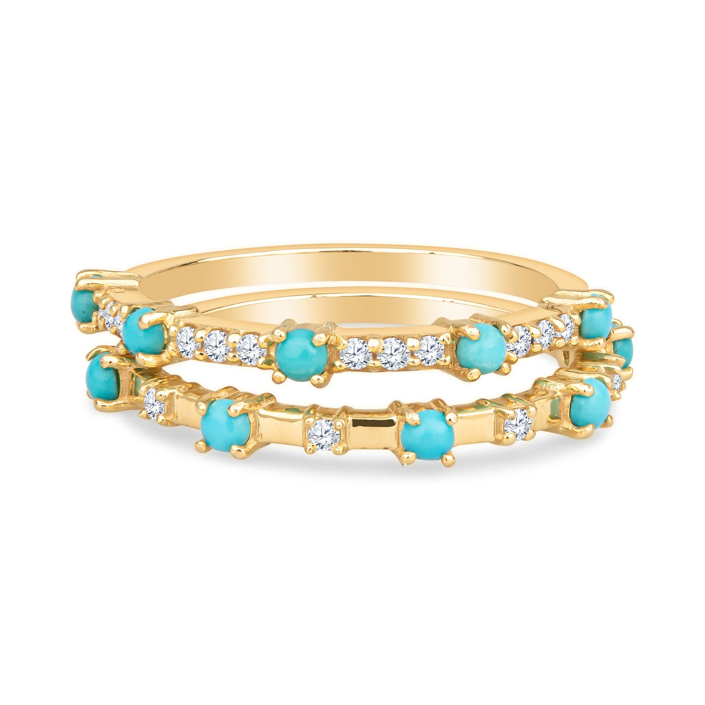 Marilyn 14K Gold Turquoise Ring with White Diamonds