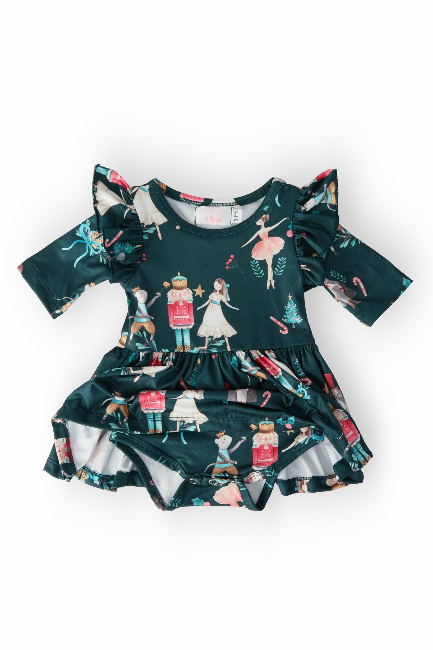 Christmas Twirl Flutter Bodysuit for Babies Mila & Rose