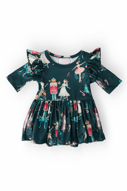 Christmas Twirl Flutter Bodysuit for Babies Mila & Rose
