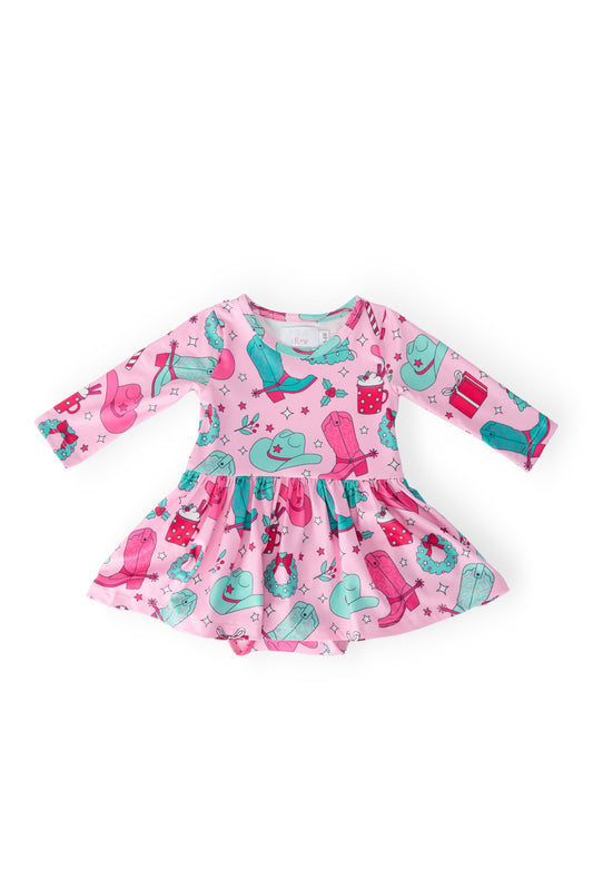 Christmas Cowgirl Long Sleeve Twirl Bodysuit Mila & Rose