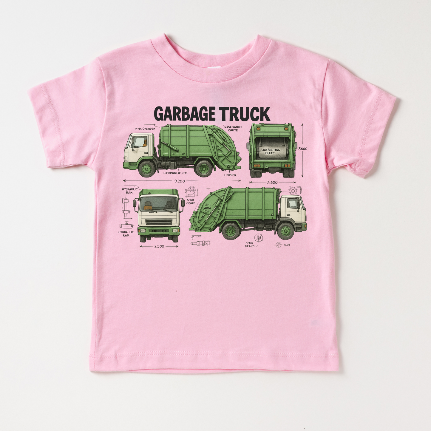 Garbage Truck Blueprints Shirt - Fun Garbage Truck Tee