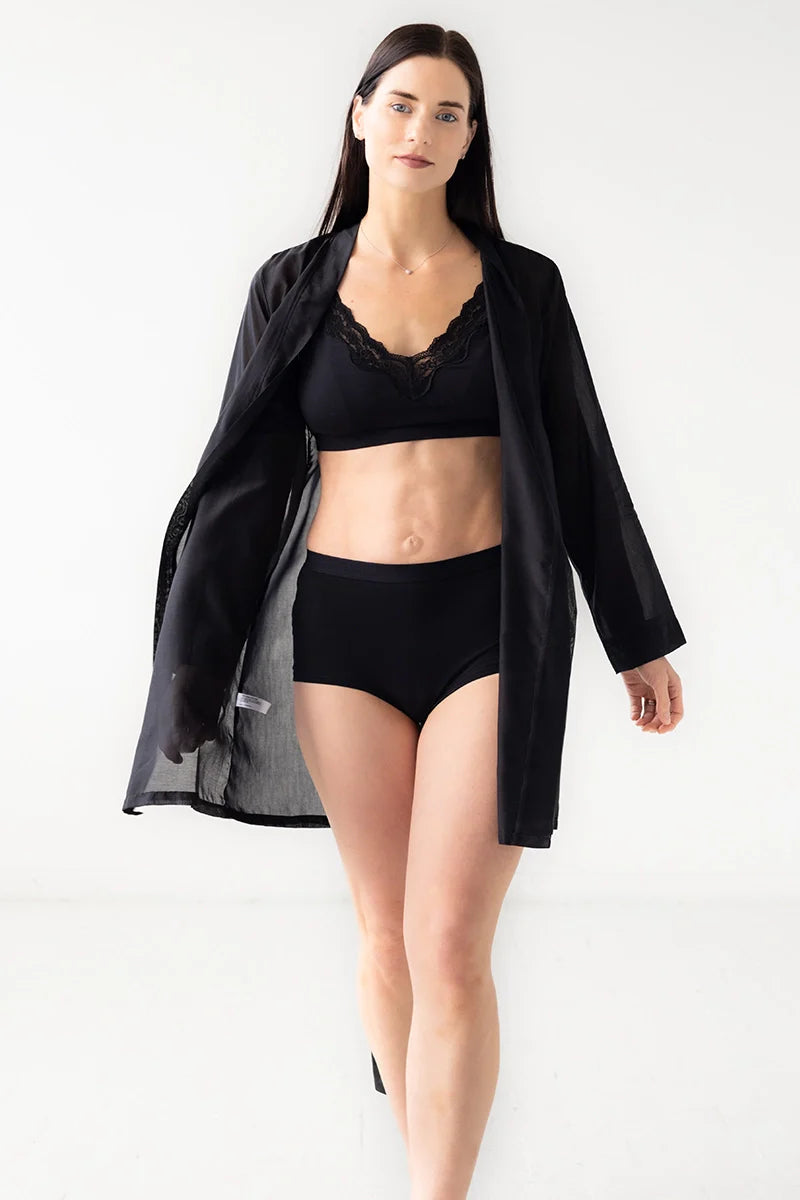 Classic Short Cotton Silk Robe 33' Salua