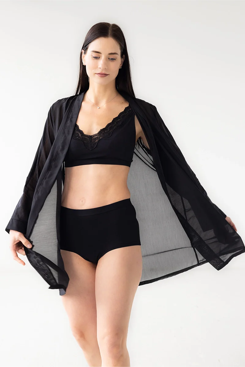Classic Short Cotton Silk Robe 33' Salua