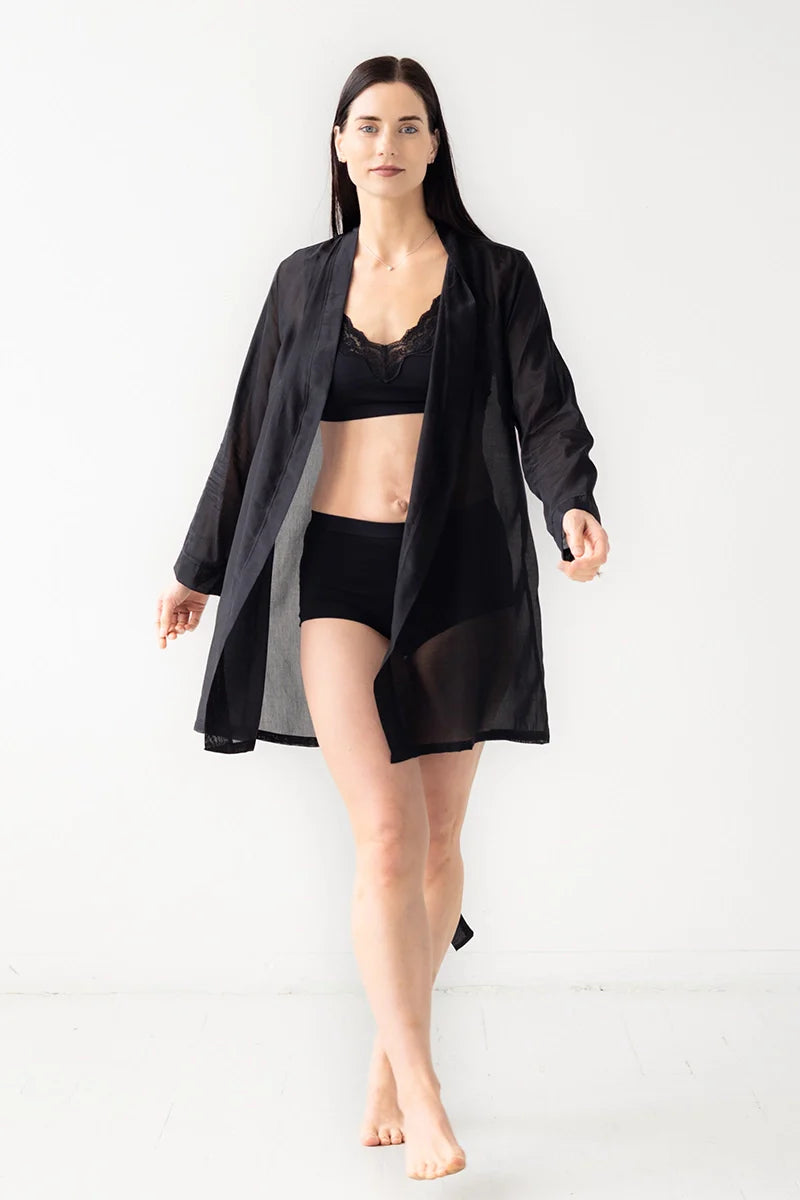 Classic Short Cotton Silk Robe 33' Salua