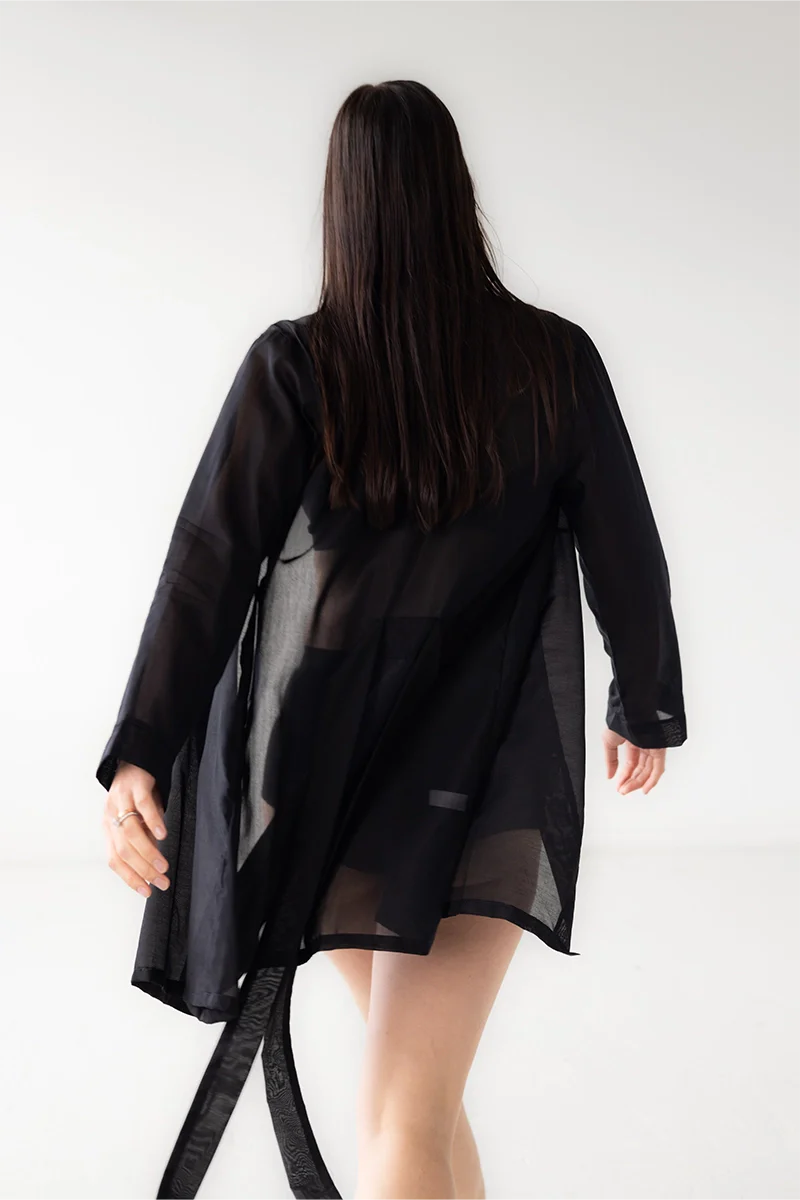 Classic Short Cotton Silk Robe 33' Salua