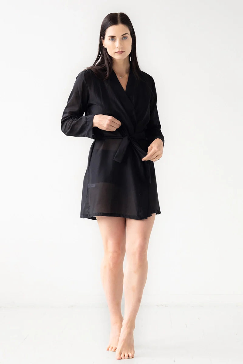 Classic Short Cotton Silk Robe 33' Salua