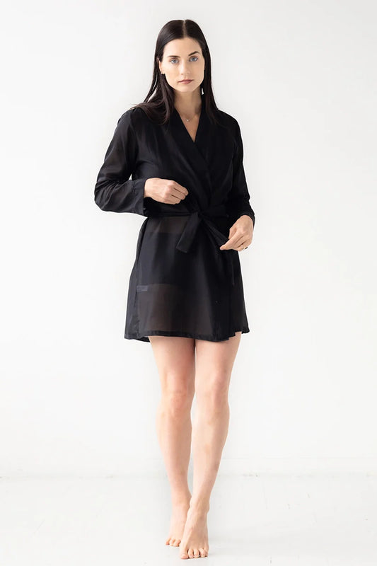 Classic Short Cotton Silk Robe 33' Salua