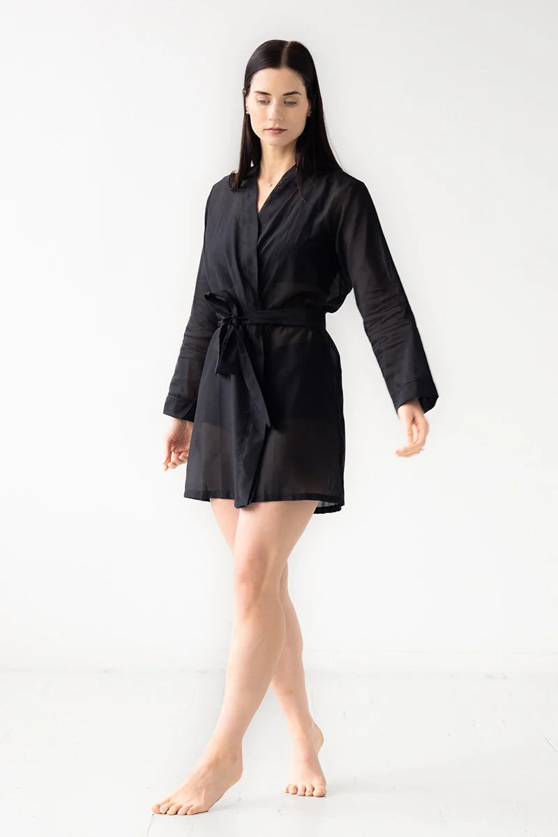 Classic Short Cotton Silk Robe 33' Salua