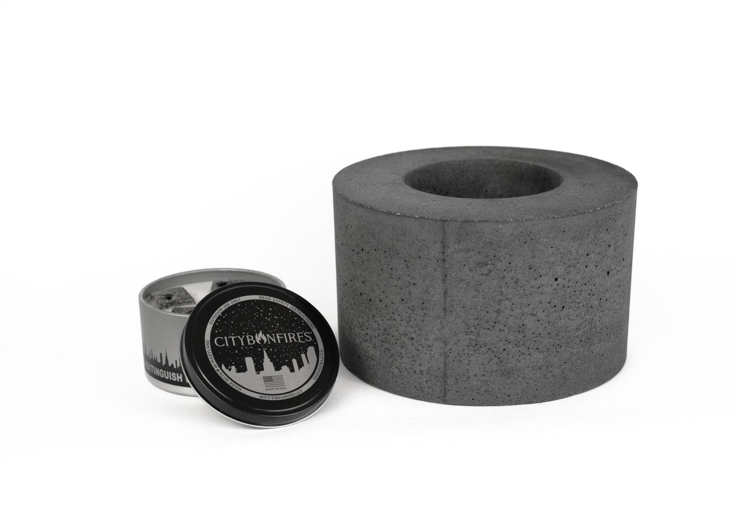Classic Cylinder Concrete Fire Pit Dark Grey Fire Pit