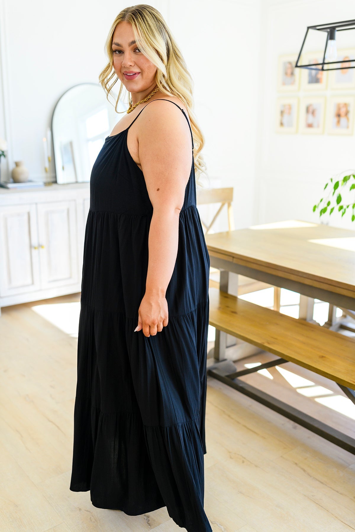 Tiered Maxi Dress Adjustable Straps Classically Cool