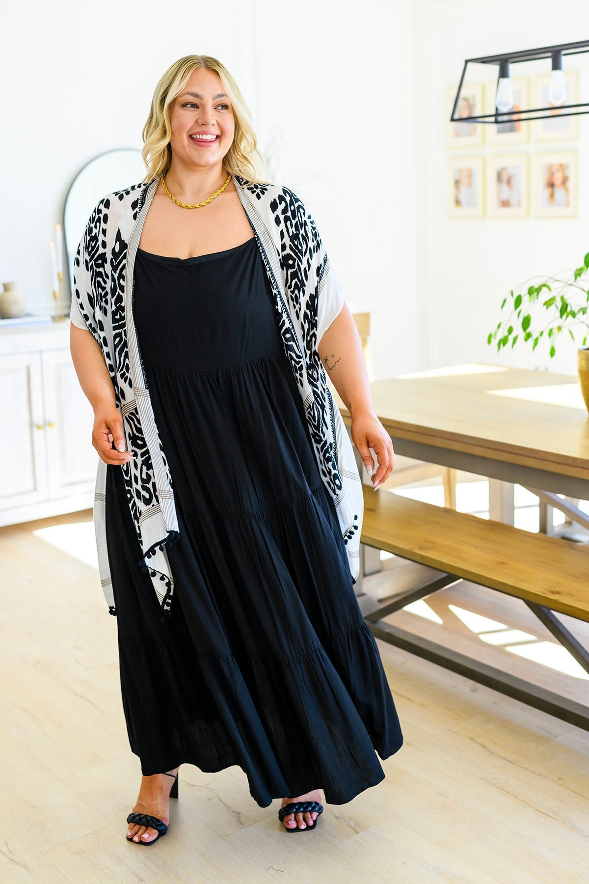 Tiered Maxi Dress Adjustable Straps Classically Cool