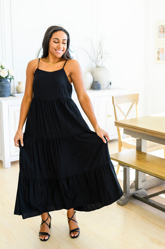 Tiered Maxi Dress Adjustable Straps Classically Cool