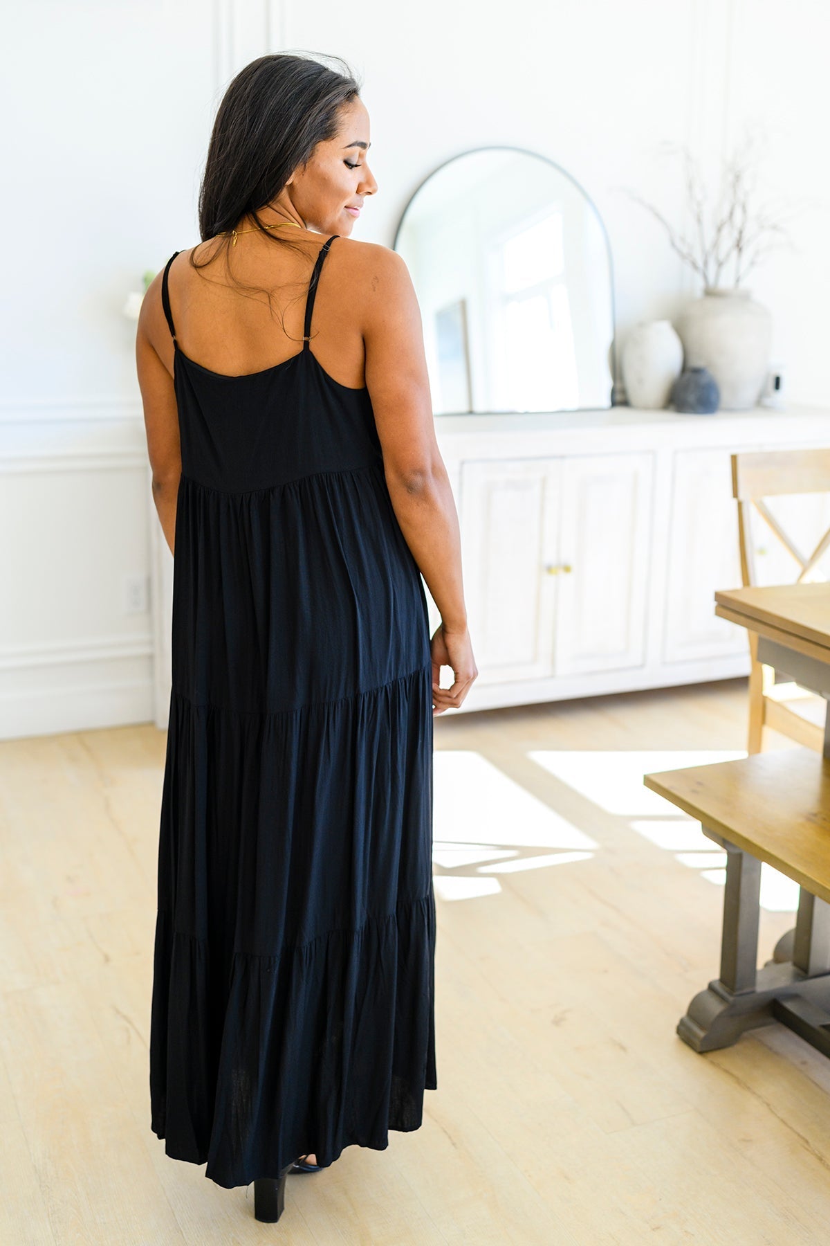 Tiered Maxi Dress Adjustable Straps Classically Cool